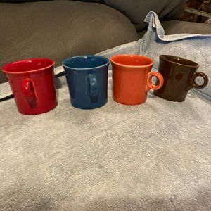 Fiestaware-4 Tom & Jerry Coffee Mugs-Multicolored-RED-CHOCOLATE-LAPIS-PERSIMMON